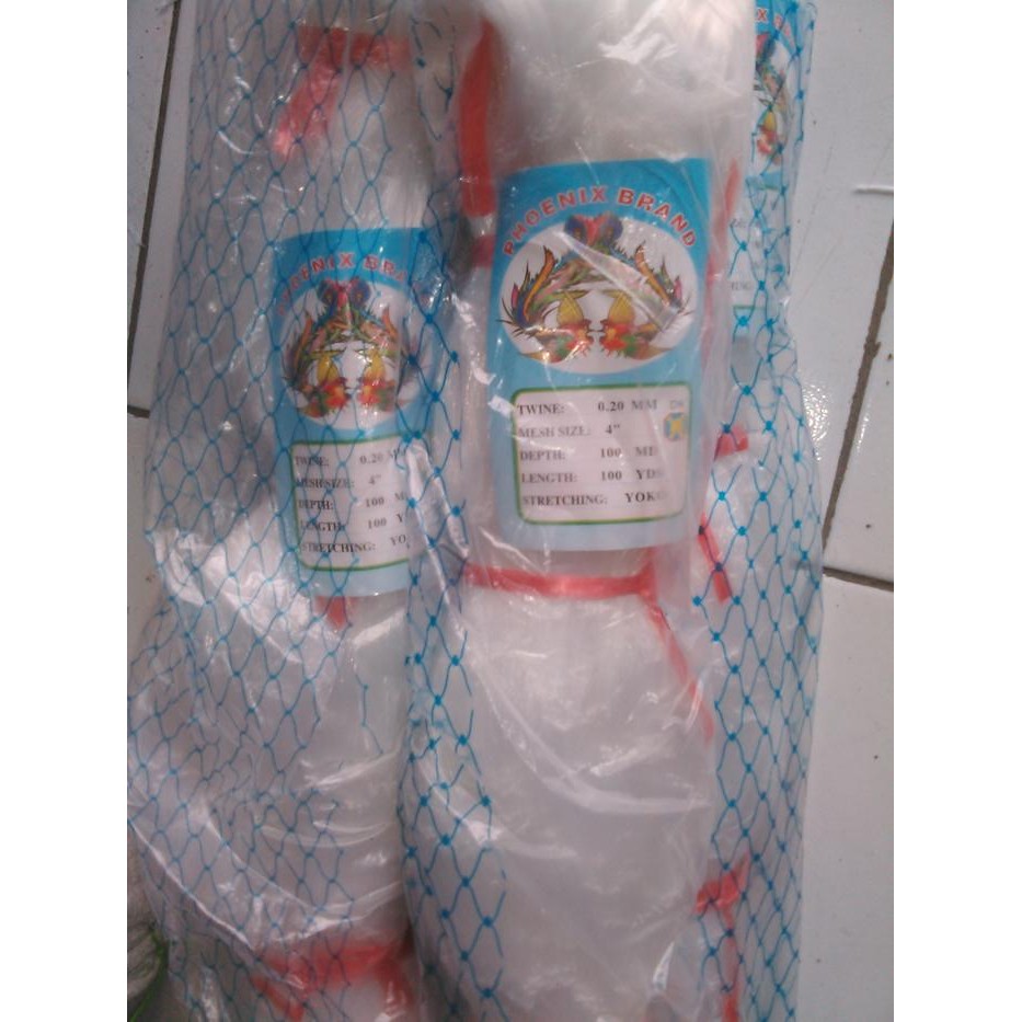 jaring ikan 4' senar 0.20 100x100
