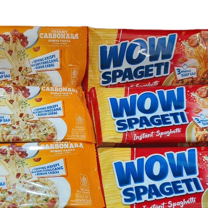 

New WOW Mie Spagetti Rasa Creamy Carbonara/Meaty Bolognese @84gram