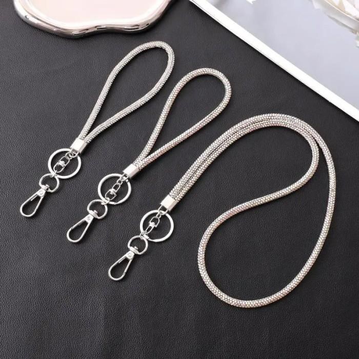 

Neck Lanyard ID Card Tali Gantungan HP Handphone Diamond Crystal (48 cm)