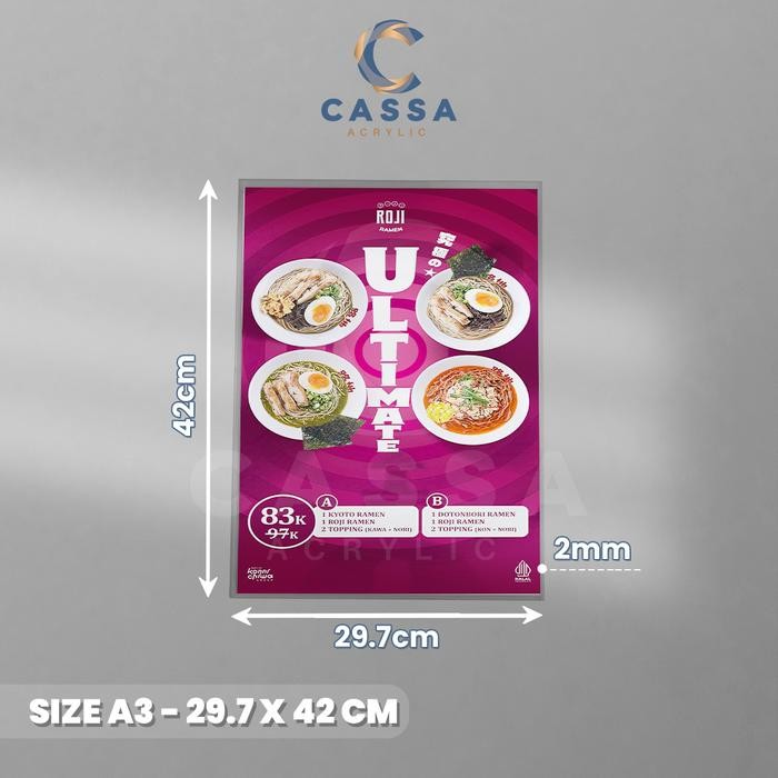 

TEMPAT BROSUR TEMPEL / SIGN HOLDER ACRYLIC/ AKRILIK DINDING UKURAN A3