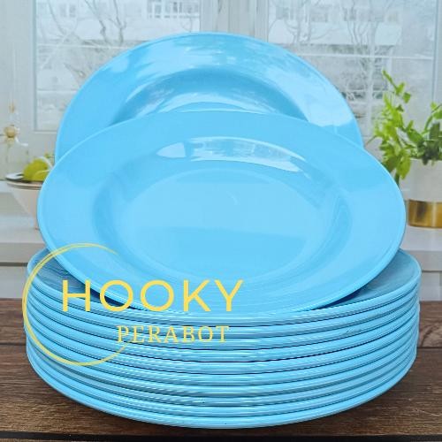 PAKET MURAH 1 LUSIN PIRING POLOS CEKUNG TEBAL MELAMIN 23 CM *