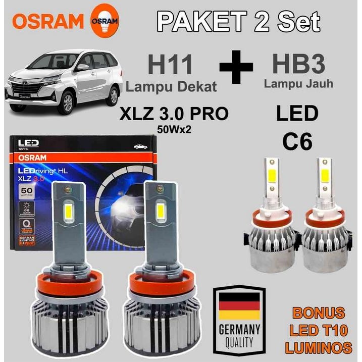 Bohlamhid - Paket Lampu Led New Avanza / New Veloz H11 Osram Xlz 3.0 50W +Led C6 Hb3 9005
