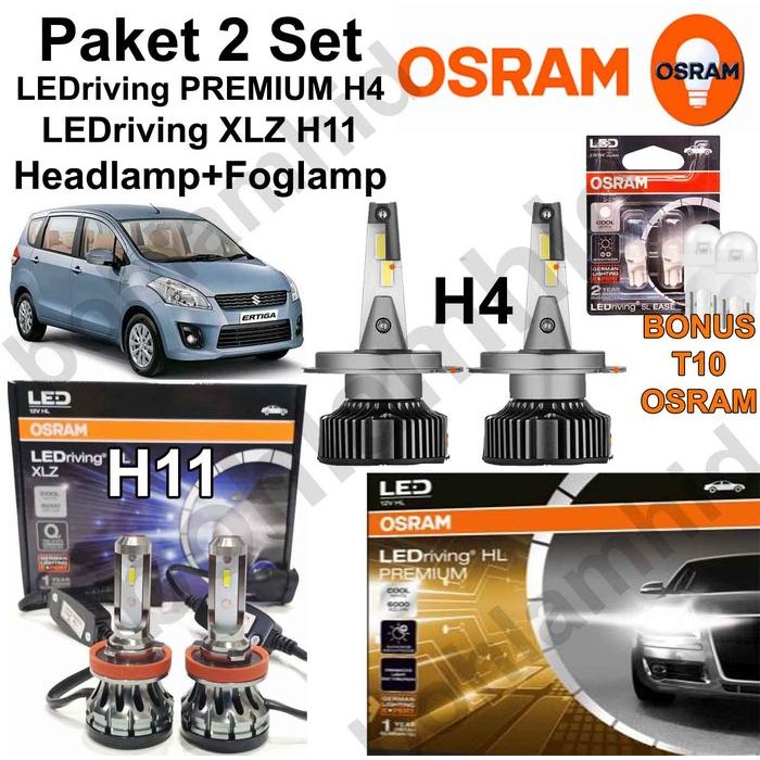 Bohlamhid - Lampu Led Ertiga Old Osram (Headlamp H4 Premium+Foglamp H11 Xlz)