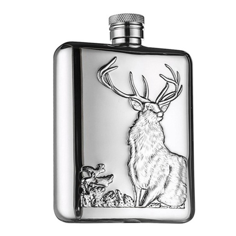 HONEST Stainless Steel Wine Flask Hip Flask 6 Oz Deer Pattern Whiskey Pocket Whiskey Bottle Alcohol