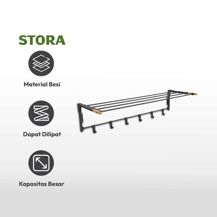 Azko Stora Jemuran Baju Dinding Tempat Jemur Baju Drying Rack Gantungan Laundry Perlengkapan Rumah