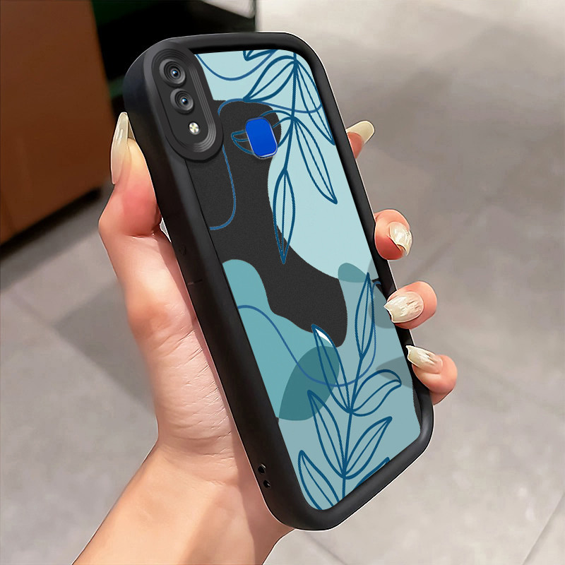 Casing Hp Untuk VIVO Y95 Y93 Y93s Y91 Y91i Case Daun biru Kasing tipis Perlindungan Kesing Silikon S