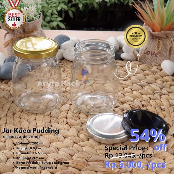 Jar kaca 200ml puding cake glass jar toples tutup ulir kaleng - WIB Kode 39