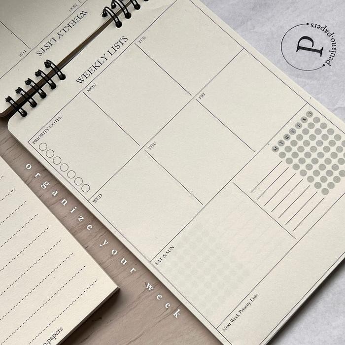 

Terlaris- Weekly Planner Checklist Mingguan Ukuran A5 Spiral Binding By Peulano Papers