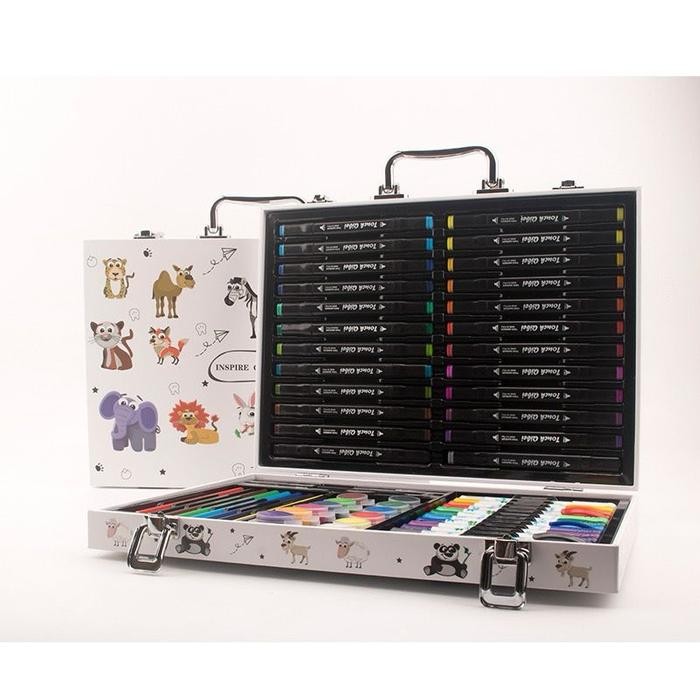 

Wds Crayon Set 58Pcs Koper Aluminium Besi Krayon Pensil Warna 58 Pcs Box Alat Lukis Anak Koper Set