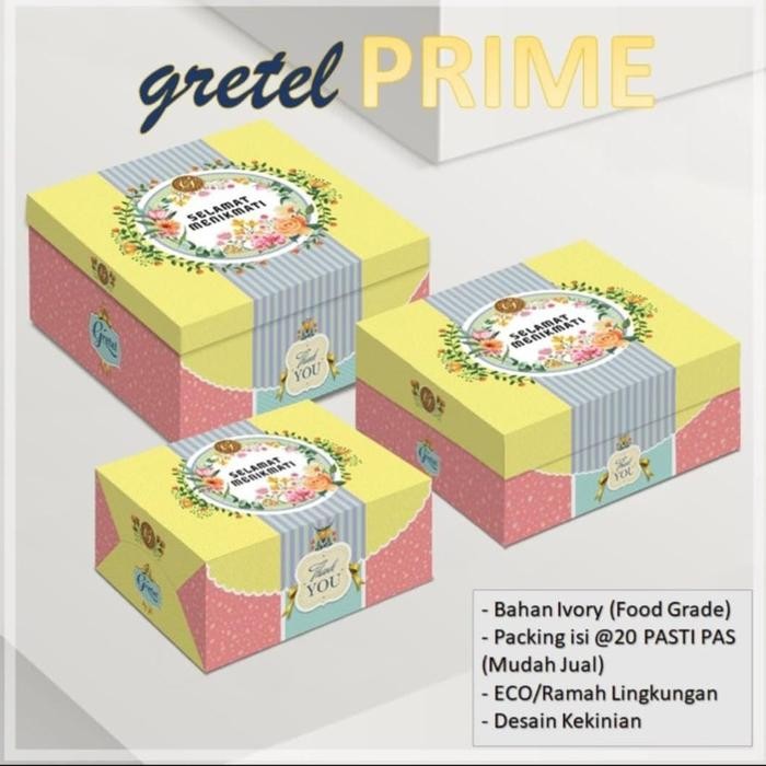 isi 20 dus snack box / dus kue gretel prime ukuran 12x12 12x16 Kode 262