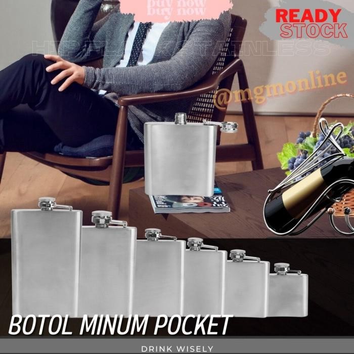 Botol Pocket Stainless 280Ml Hip Flask 10Oz Liquor Botol Minuman Keras Pasti Diskon