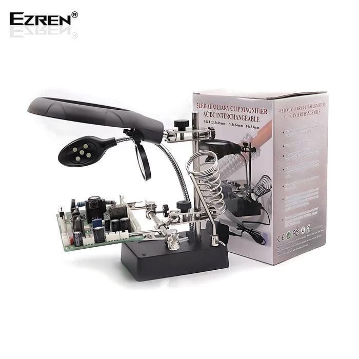 

Ezren MG16129C jepit PCB Kaca Pembesar Dudukan solder Lampu 5 in 1