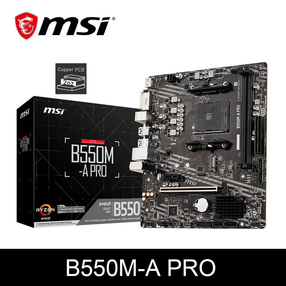 MSI AMD B550M-A PRO Motherboard Support 3rd Gen AMD Ryzen Desktop Processors and AMD Ryzen 4000