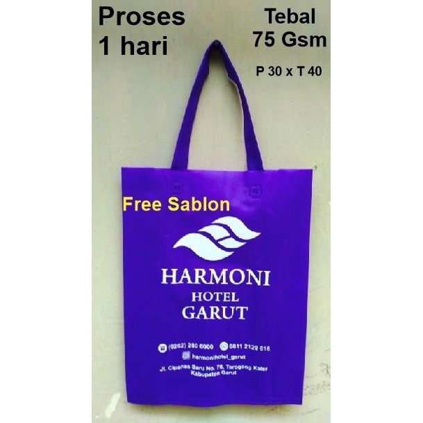 (Expert) Tas Spunbond sablon 30x40x10 gramasi 75 / Goodie Bag Souvenir promosi