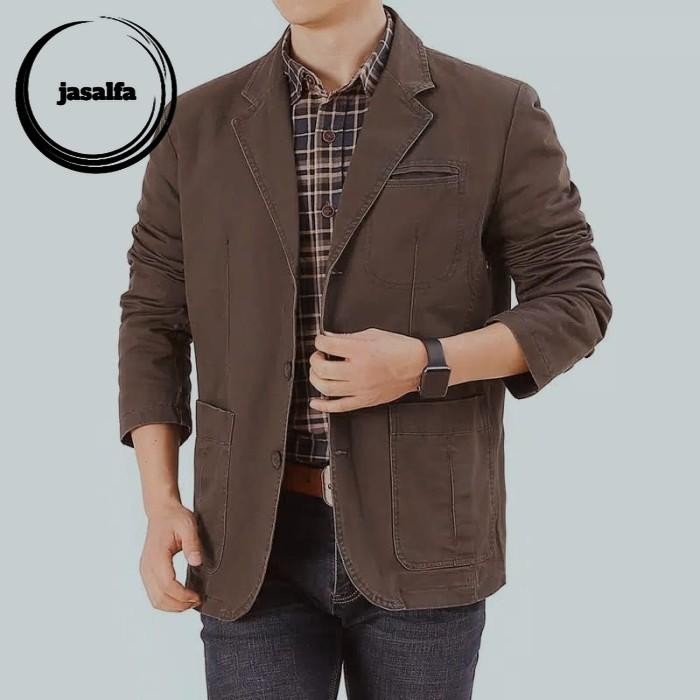 (Expert) jas blazer pria terbaru - coklat tua - terlaris terbagus