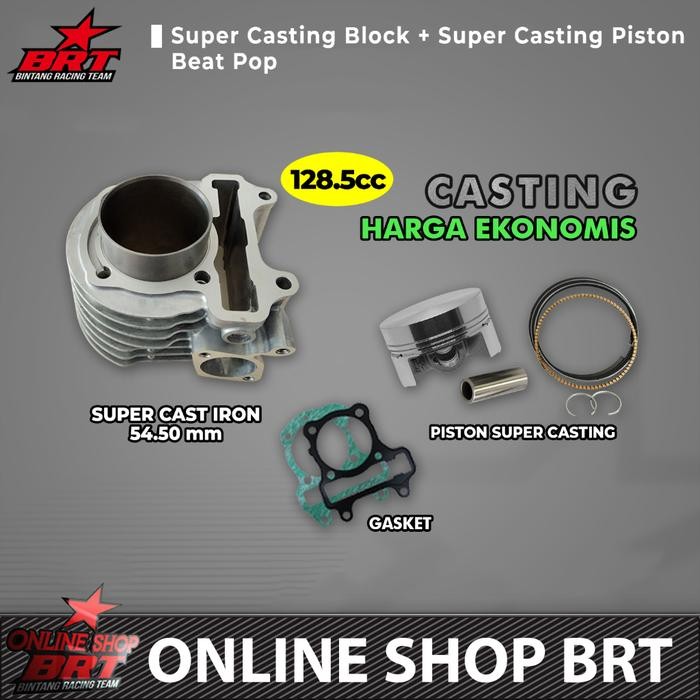 BLOK SET PISTON CASTING 54.50 BRT BEAT POP BEAT ESP SCOOPY FI VARIO 110 FI ESP STARTER HALUS
