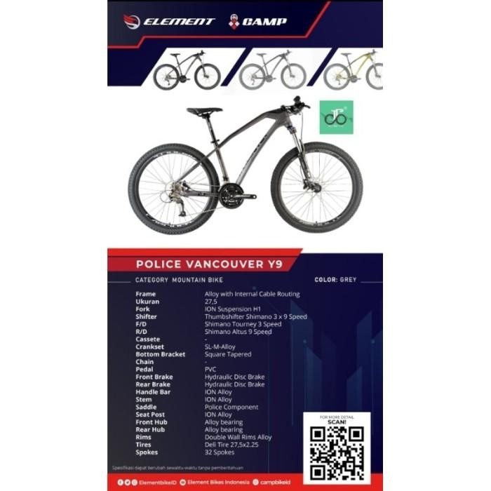 Sepeda MTB 27.5" Element Police Vancouver Y9 TERBARU