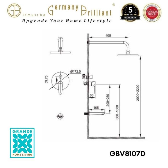 Germany Brilliant Shower Set Shower Tanam Kran Panas Dingin GBV8107D