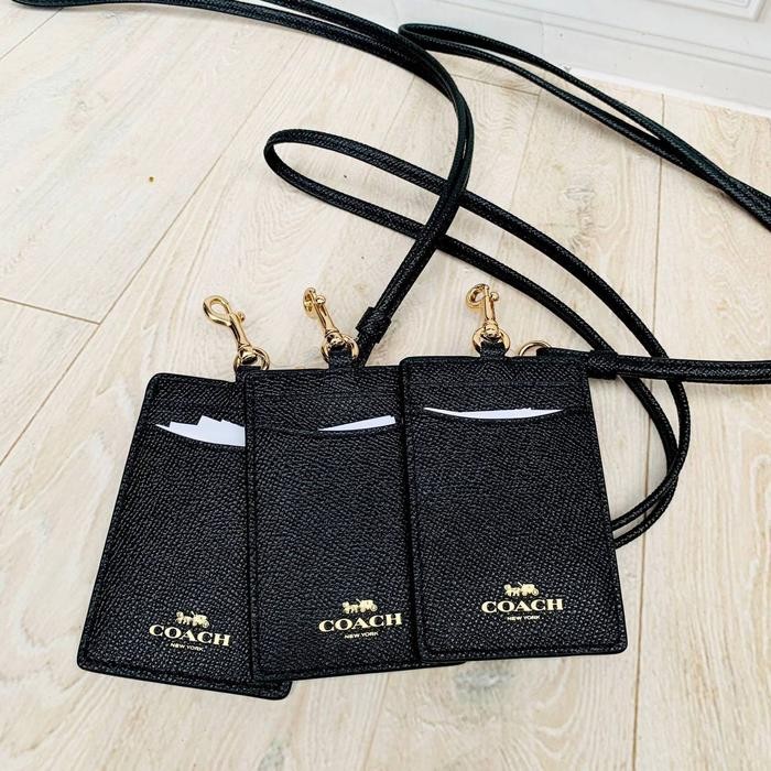 

COACH ID LANYARD CROSSGRAINED BLACK HITAM ORIGINAL