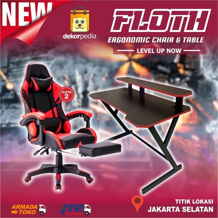 (Expert) PAKET BUNDLING SET MEJA KURSI GAMING FLOTH2 (LUAR KOTA)