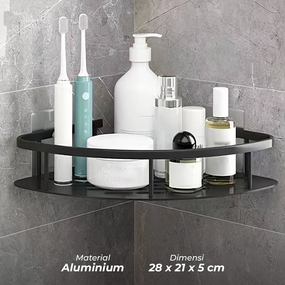 

TaffHOME Rak Kamar Mandi Aluminium Triangular Bathroom Corner Shelf - RG2A