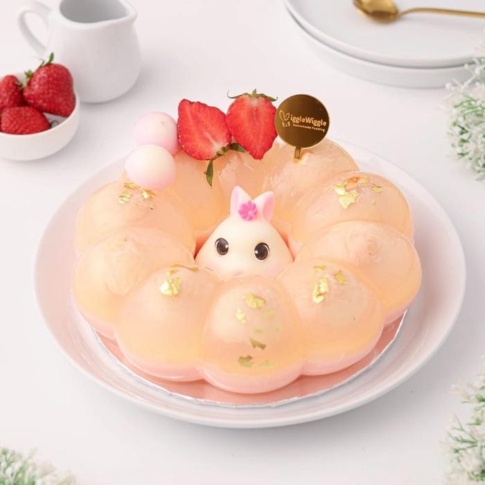 

Puding buah homemade Puding Lychee Peach homemade dessert pop up bunny