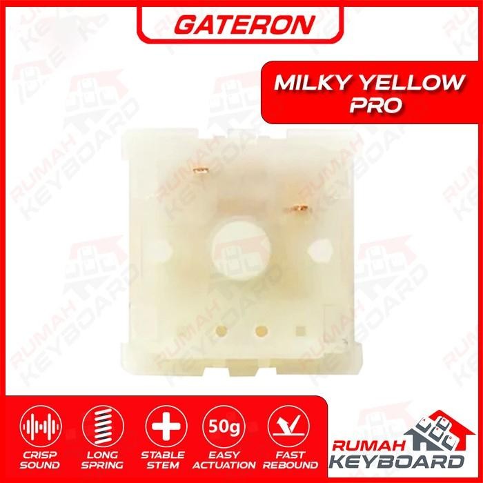 Switch - Gateron - Milky Yellow Pro - 5 Pin - 50G - Linear - Pre-Lube