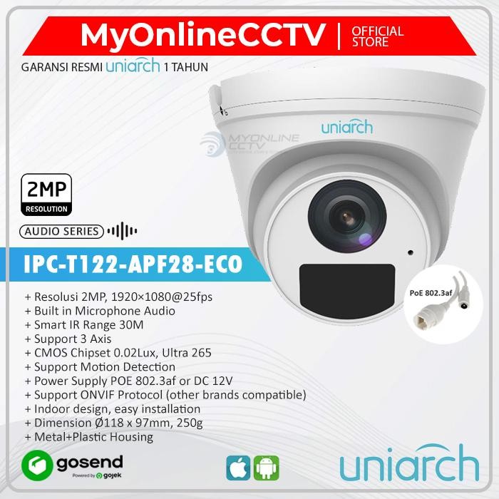 IPC-T122-APF28-ECO 2MP Audio Onvif Uniarch UNV IP Camera CCTV Indoor