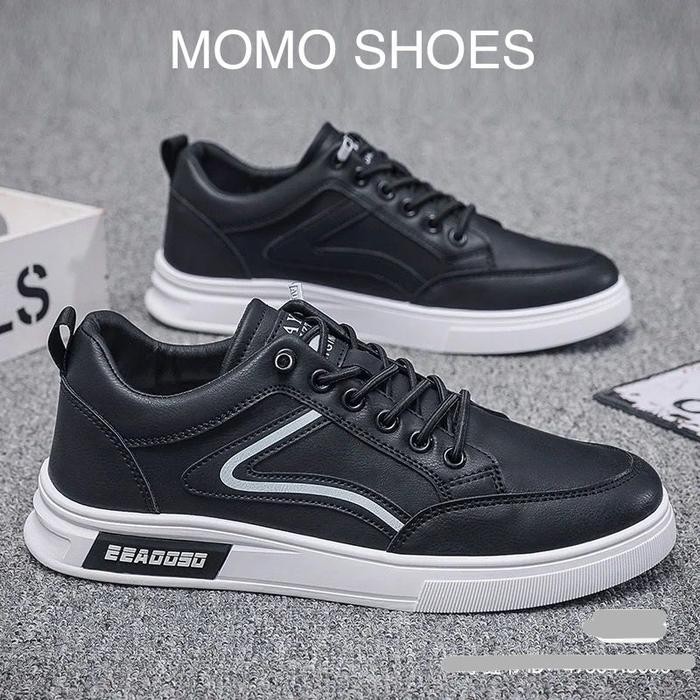 Momo Sepatu Casual Hitam Original Import-Sepatu Pria Hitam-Sepatu Casual Hitam-Sepatu Cowok Keren