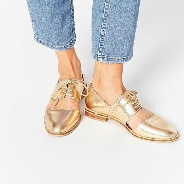 gold tied up oxford wanita small & big size (sepatu jumbo)