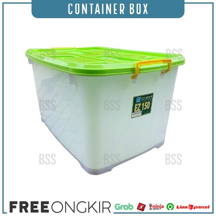 CONTAINER BOX PLASTIK 150 LITER EZY KOTAK PENYIMPANAN DENGAN 8 RODA SERBAGUNA BPA FREE JUMBO
