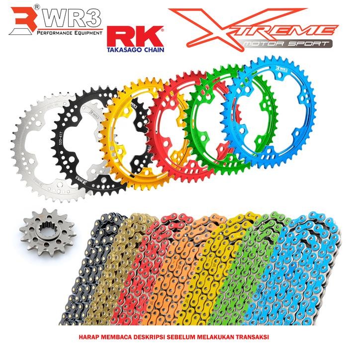 Terbaik Gear Set Depan Belakang Wr3 & Rantai Rk Chain 520 Mru Uw-Ring Ninja 250 Fi Cbr 250Rr R25