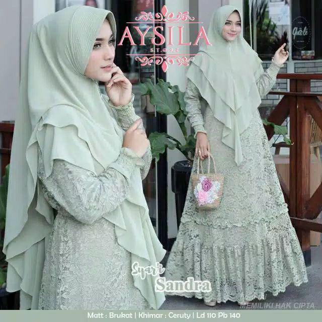 [FREE JILBAB]SANDRA SYARI BRUKAT/GAMIS BRUKAT PREMIUM/DRESS BRUKAT KONDANGAN MEWAH/GAUN PESTA Brokat
