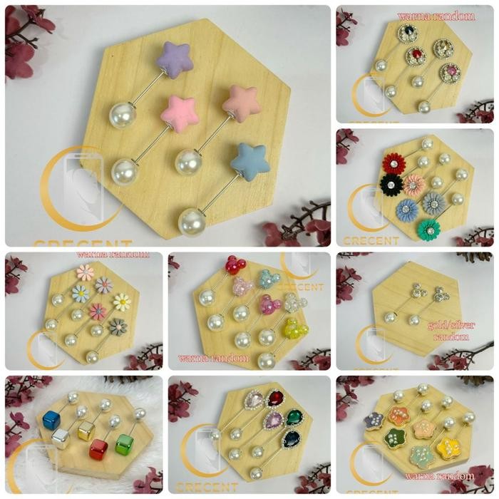 Part 2 Bros Tuspin Pin Peniti Premium untuk Hijab Jilbab Kerudung Ala Korea Bentuk Karakter Mutiara