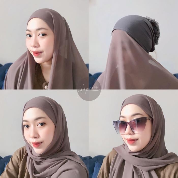 Haseena Hijab Inner Turkey Pashmina Wanita Afia Jilbab Instan Cepol Iner Turki 2 in 1 Kerudung