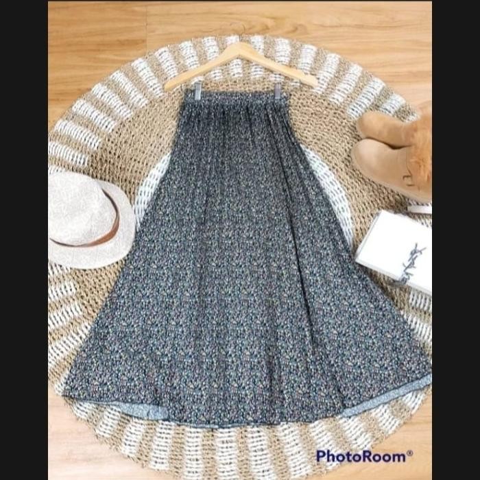 RN- ROK PLISKET PANJANG PREMIUM MOTIF BUNGA SERUNI/ROK PLISKET MAYUNG/ROK PLISKET MUSLIM