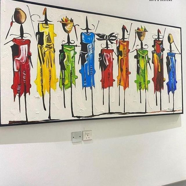 Lukisan Abstrak Nimalis Modern Ukuran Jumbo Sudah Dengan Frame