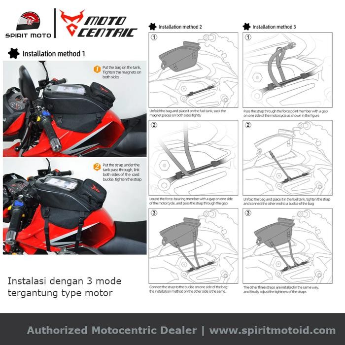 Motocentric Tank Bag With Phone Holder Tas Tangki Motor Touring Ride Tempat Hp