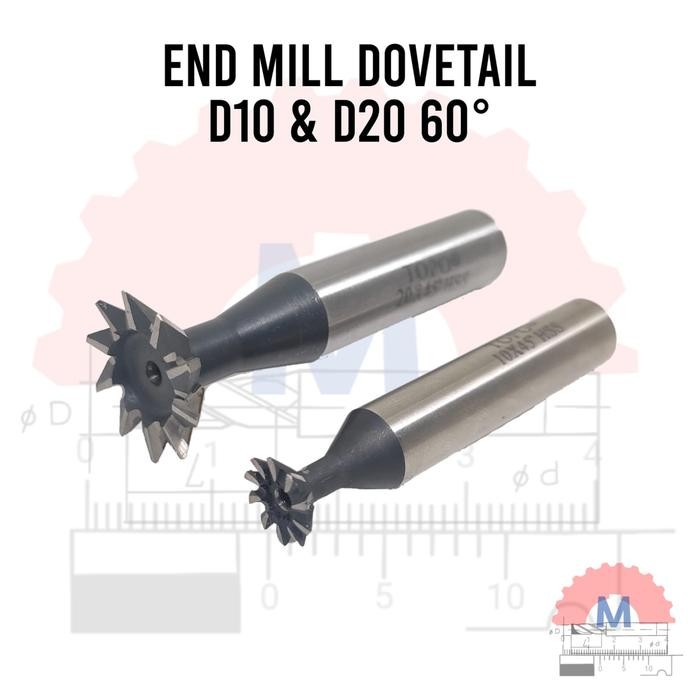 Dovetail End mill 60degree 20mm endmill ekor burung grooving