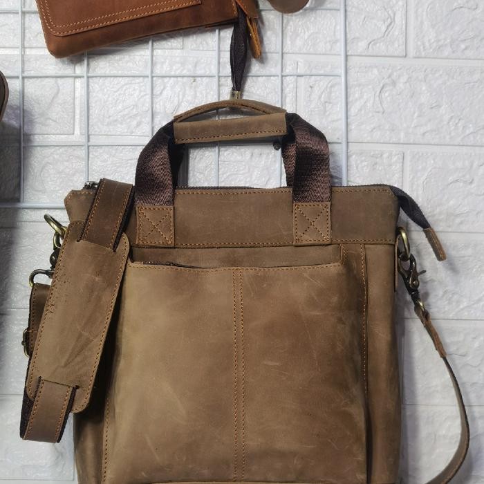Tas Kulit asli Pria untuk kerja untuk laptop 12 inc