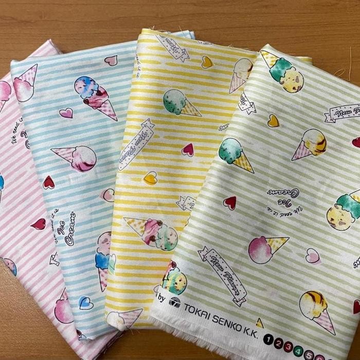 

Kain Bahan Meteran KATUN JEPANG MOTIF ES KRIM ICE CREAM Uk 50cm