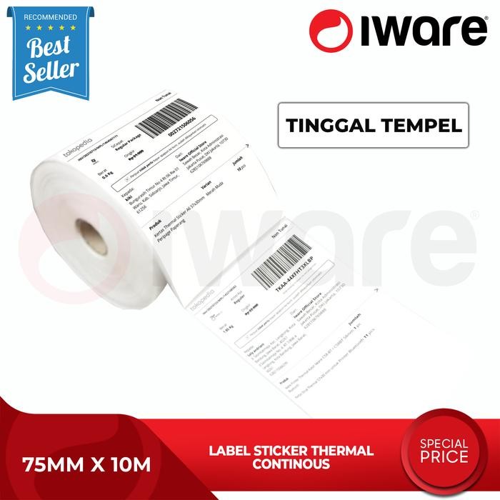 

LABEL STICKER BARCODE 75x10M ( Continous) THERMAL - POS THERMAL - 10M