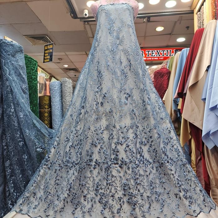 

kain tulle bordir merambat Kain tille pay9et bordir Bahan tille Brukat