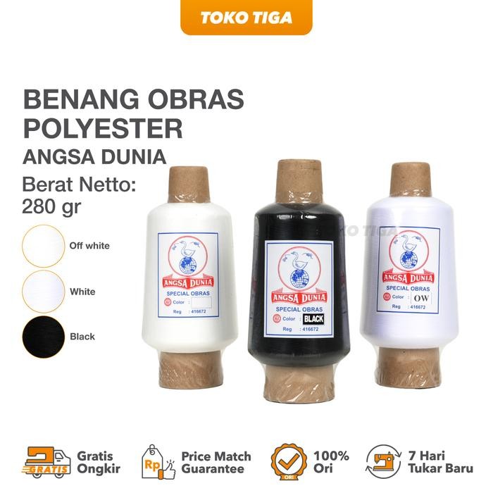 

Benang Obras Polyester Angsa Dunia Ukuran 280 Gram / 500 Gr / 1/2 kg