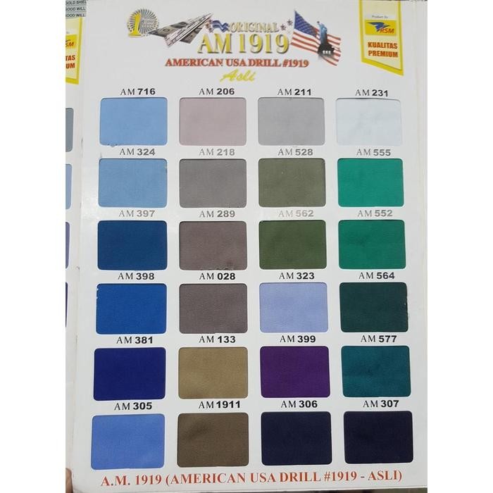 

Kain American Drill Original Bahan Seragam Meteran Warna Lengkap