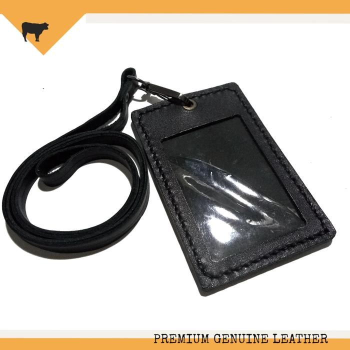 

GANTUNGAN NAME TAG ID CARD KULIT ASLI HANDMADE WARNA HITAM CARD HOLDER