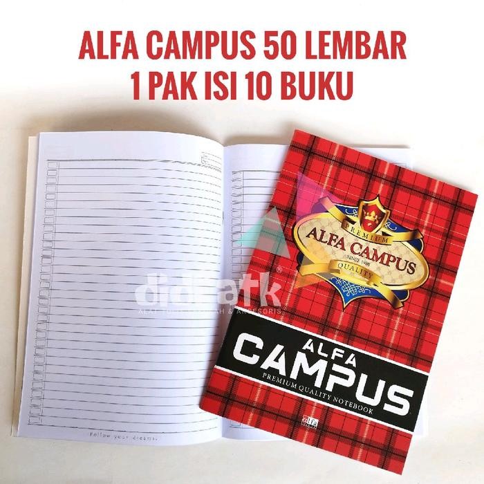 

Buku Tulis ALFA Campus 50 Lembar 1 Pak (Isi 10 Pcs) - Paper Stationery