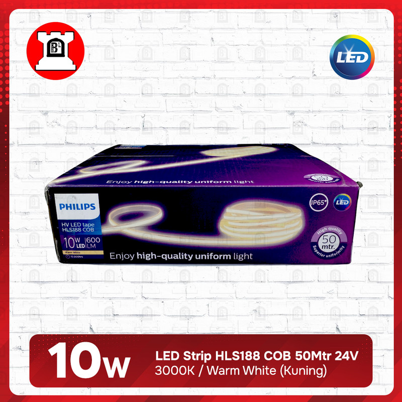 Lampu LED Strip HLS188 COB Philips 10W/m 50Mtr 24V