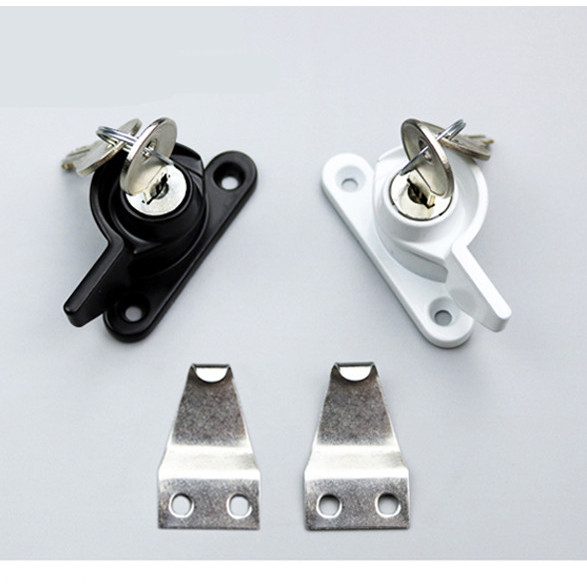 Right open Black Zinc Alloy Doors And Windows Lock Window Door Lock Sash Jammer Windows Hasp Securit