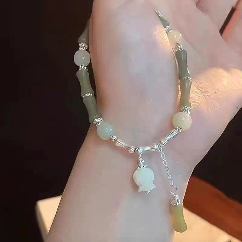 Fashion Bamboo Joint Lily Of The Valley Flower Bracelet For Women Exquisite Chinese Style Blessing